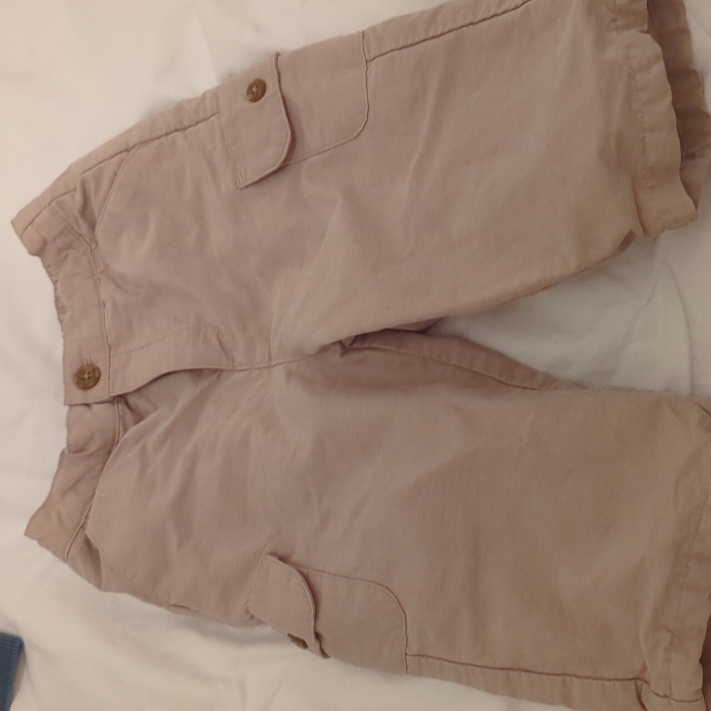 Janie and Jack Layette lined khaki cargo pants boy 3-6 months
